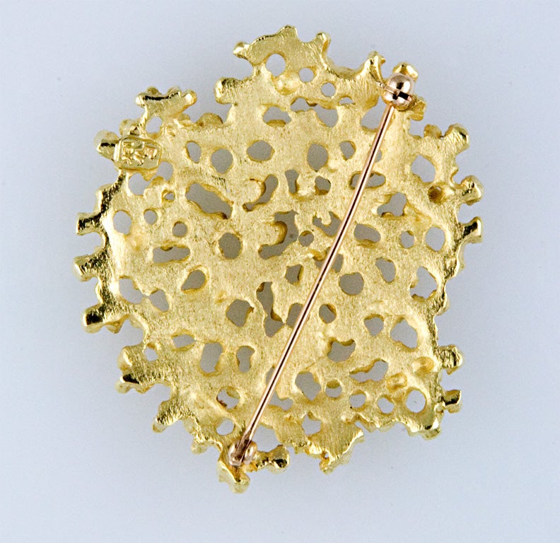 Modernist 18K Gold Brooch by Ed Wiener In Excellent Condition In Los Angeles, CA
