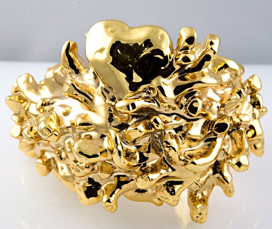 Women's Christian Lacroix Gold Plated Resin Cuff For Sale