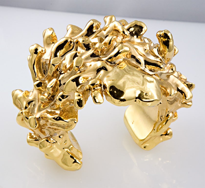 Christian Lacroix Gold Plated Resin Cuff For Sale 4