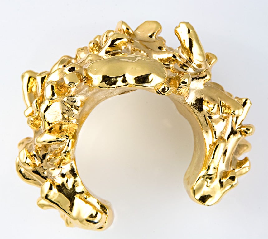 Christian Lacroix Gold Plated Resin Cuff For Sale 5
