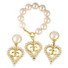 Chanel Pearl Bracelet and Earrings