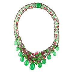 French Poured Glass Necklace possibly Maison Gripoix