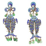 Vermeil and Enamel  Fish Earrings