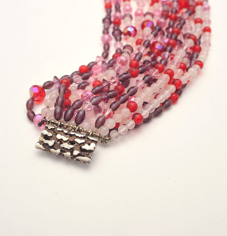 EXQUISITE MULTISTRAND CRYSTAL NECKLACE WITH STERLING CLASP 4