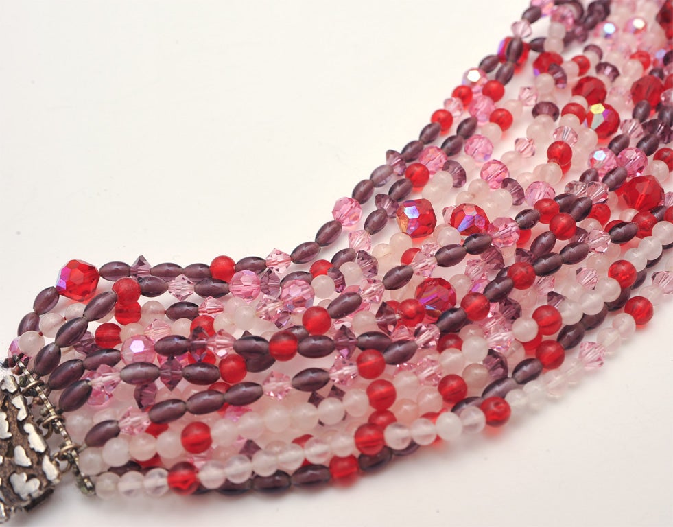 EXQUISITE MULTISTRAND CRYSTAL NECKLACE WITH STERLING CLASP 5