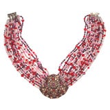 EXQUISITE MULTISTRAND CRYSTAL NECKLACE WITH STERLING CLASP