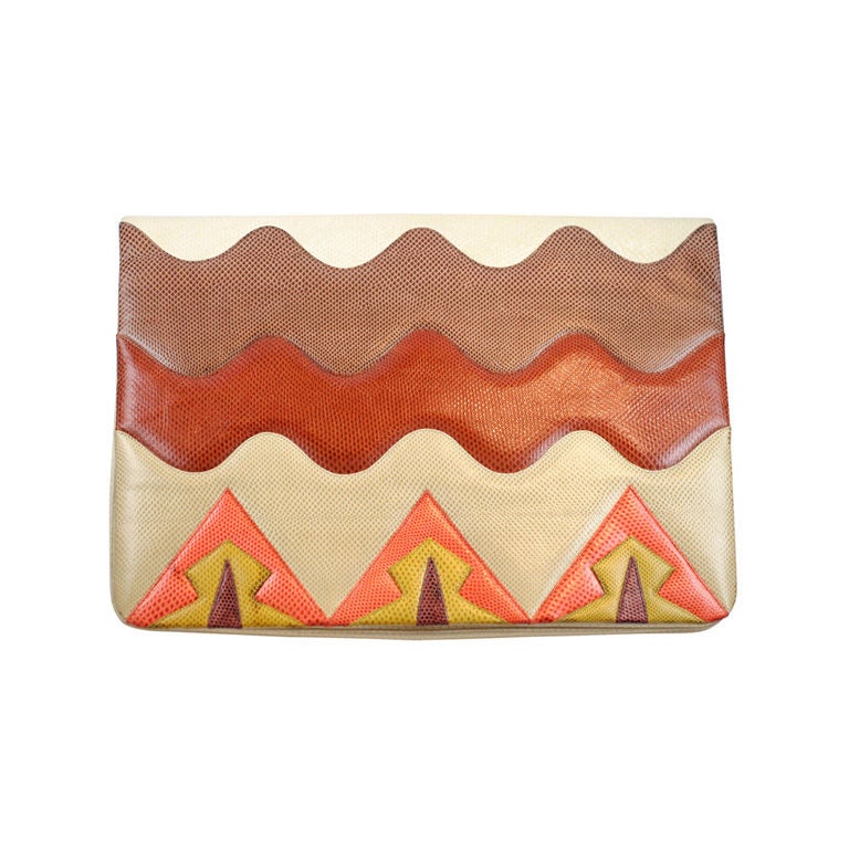 Leiber 1980's Karung Geometric Clutch For Sale