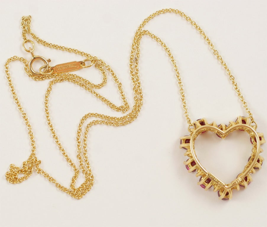 Women's TIffany Ruby & Diamond 18K Heart Necklace