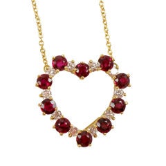 TIffany Ruby & Diamond 18K Heart Necklace