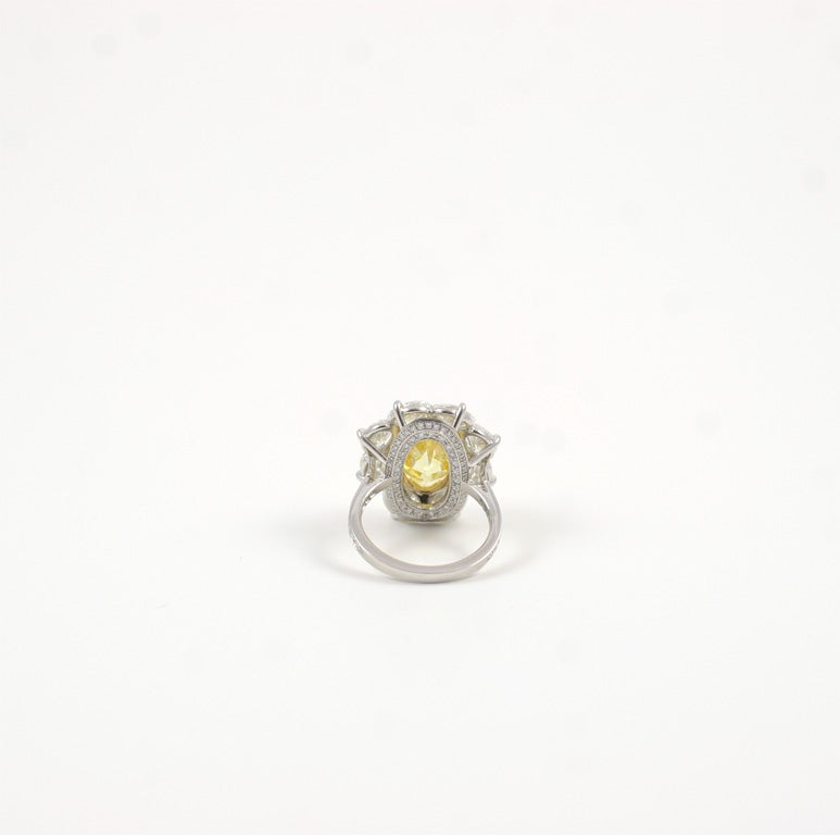 Fancy Vivid Marquise Yellow Diamond Ring For Sale 2
