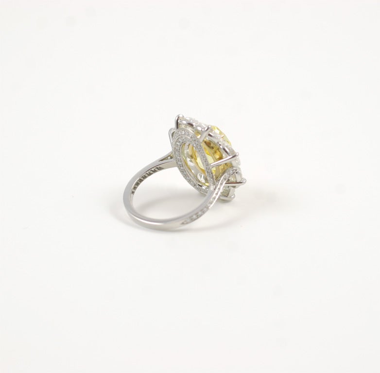 Fancy Vivid Marquise Yellow Diamond Ring For Sale 4