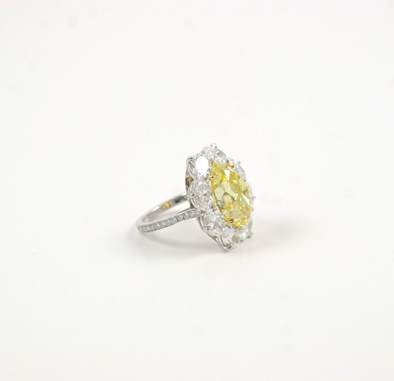 Fancy Vivid Marquise Yellow Diamond Ring For Sale 5