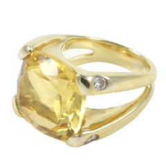 18kt 15mm Cushion Citrine and diamond Cushion RIng 11
