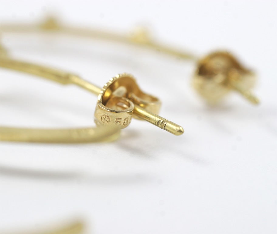 18K Yellow Gold & Diamond Hoop Earrings For Sale 2