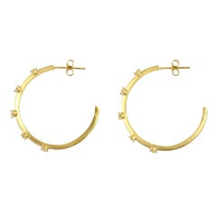 18K Yellow Gold & Diamond Hoop Earrings