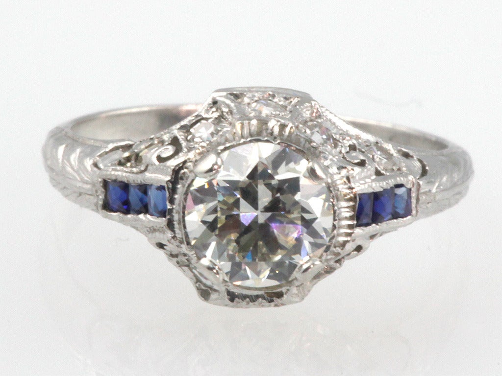Women's Art Deco Diamond and Sapphire ring.
