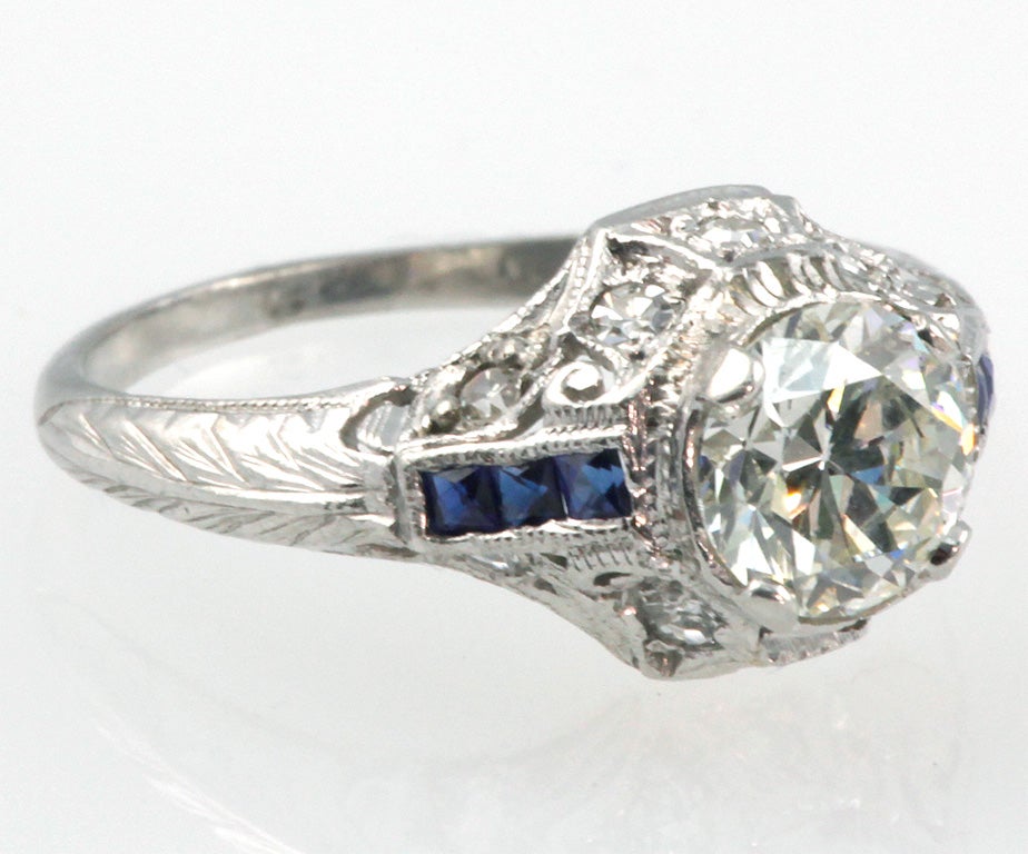 Art Deco Diamond and Sapphire ring. 1