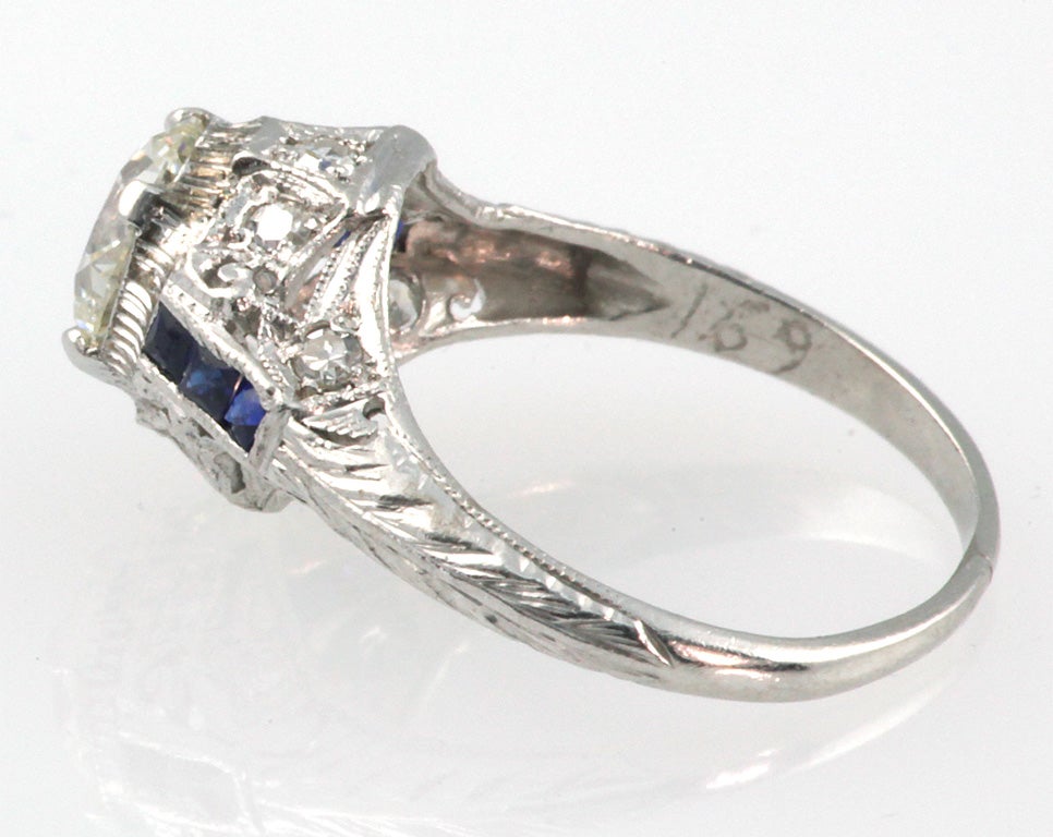 Art Deco Diamond and Sapphire ring. at 1stDibs