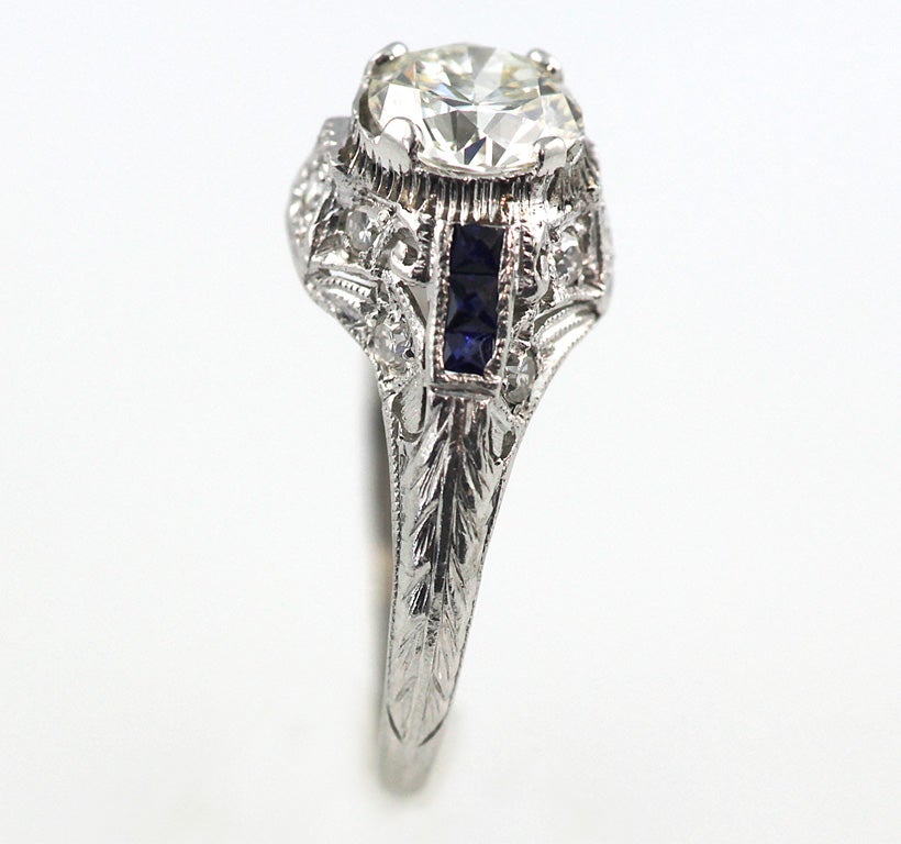 Art Deco Diamond and Sapphire ring. 5