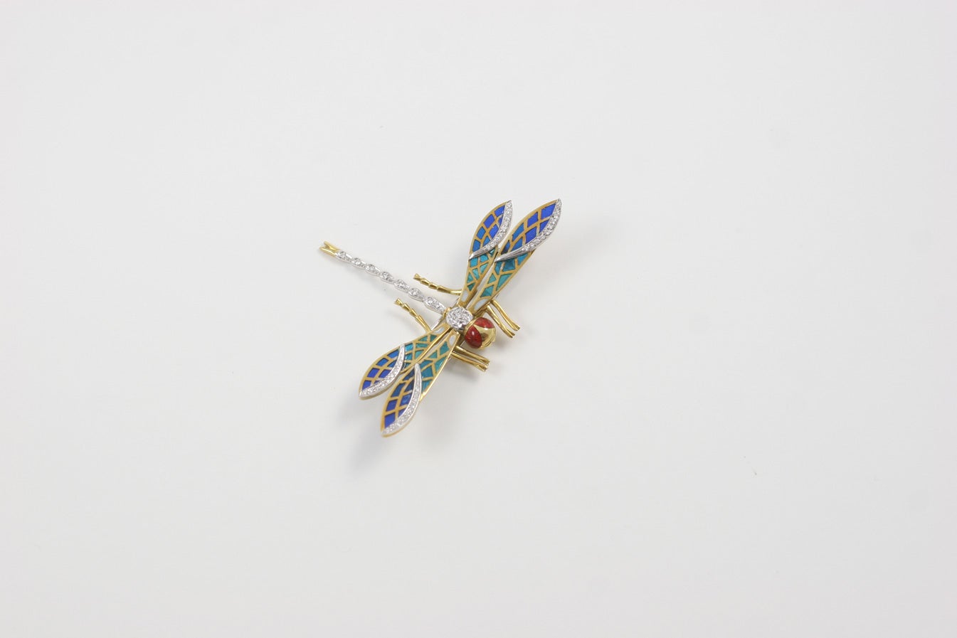 18K, Plique Ajour Dragonfly Pin
