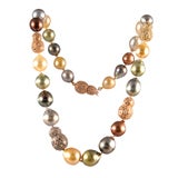 Stunning Multi-Color South Sea Pearls and Diamond Pave Beads Stunning Multi-Color South Sea Pearls and Diamond Pave Beads