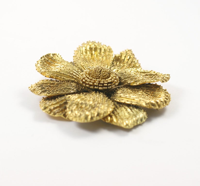 Yellow Gold Flower Brooch