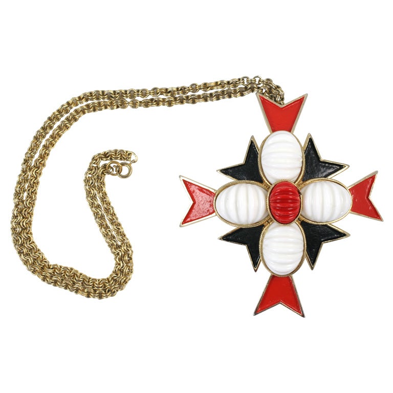Castlecliff Maltese Cross Necklace, Costume Jewelry