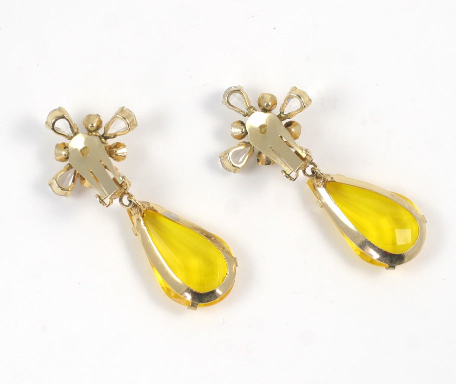 Boucles d'oreilles pendantes citron, bijouterie de costume en vente 1