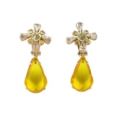 Boucles d'oreilles pendantes citron, bijouterie de costume