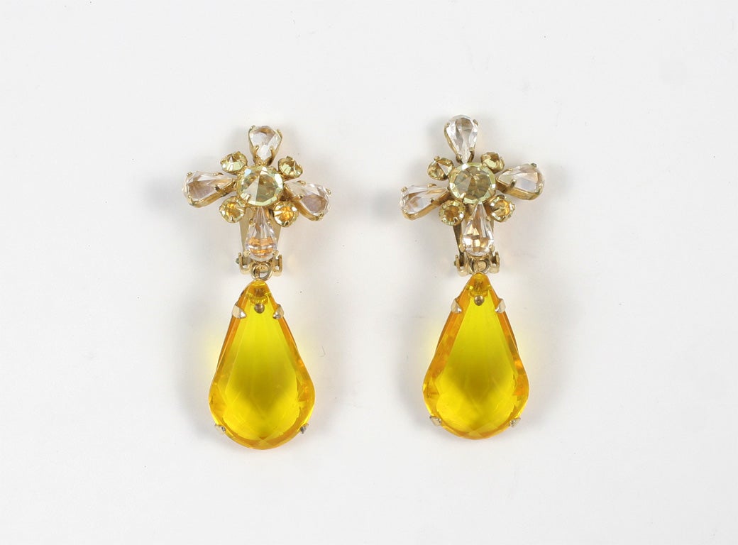 Boucles d'oreilles pendantes citron, bijouterie de costume en vente 3