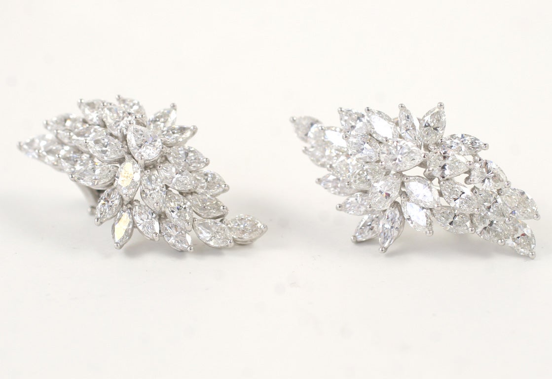 Platinum Diamond Cluster Earrings 3