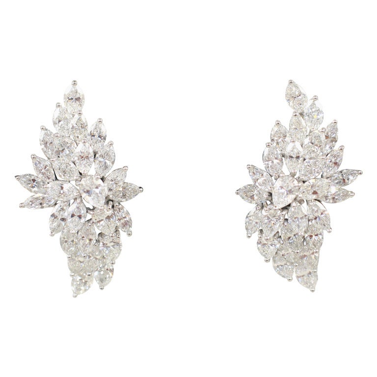 Platinum Diamond Cluster Earrings