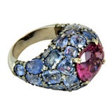 "Tuileries" Pink Tourmaline and Sapphire Ring