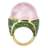 Kunzite and Blue Tsavorite in Gold ring by Tony Duquette