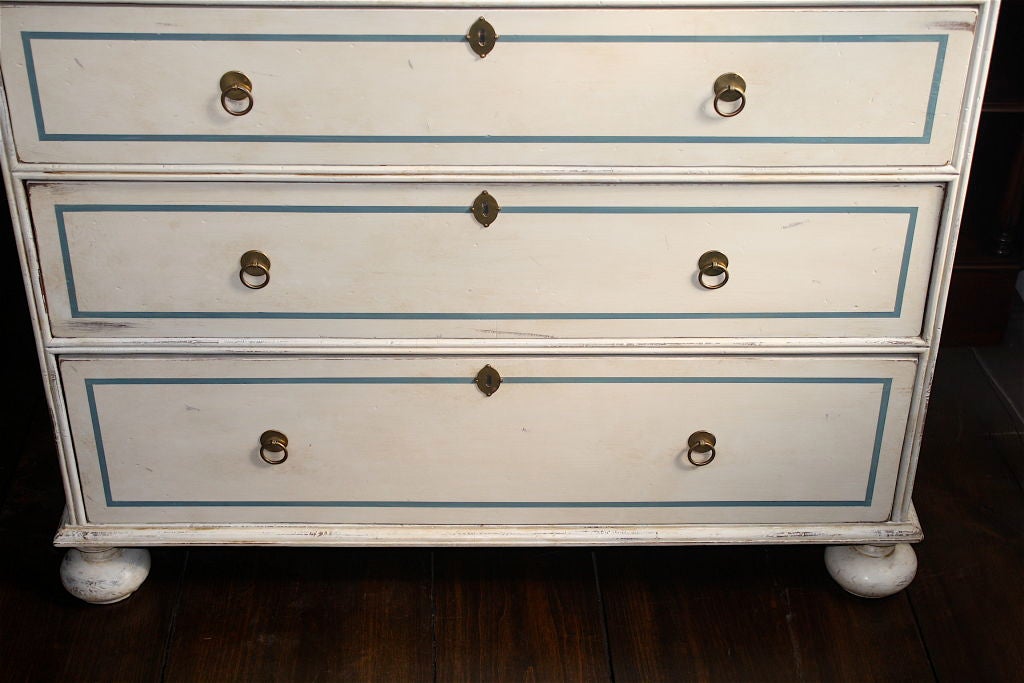 Painted 'Bun Foot' Chest of Drawers at 1stdibs