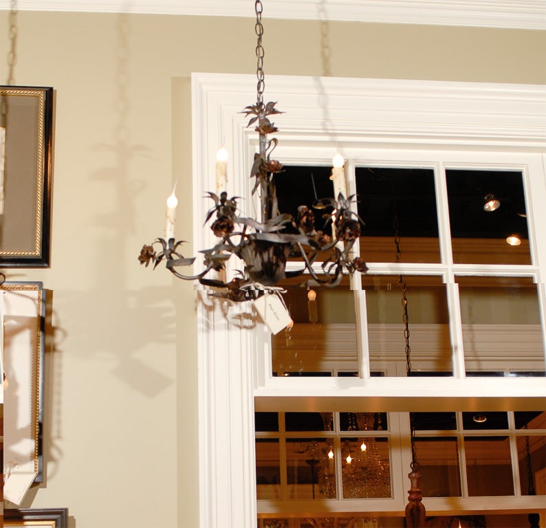 Whimsical Five Light Tole Chandelier