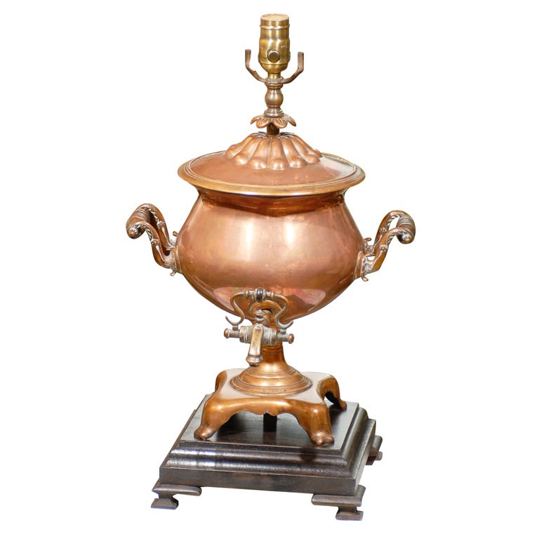 Handsome Copper Samovar Adapted as Lamp