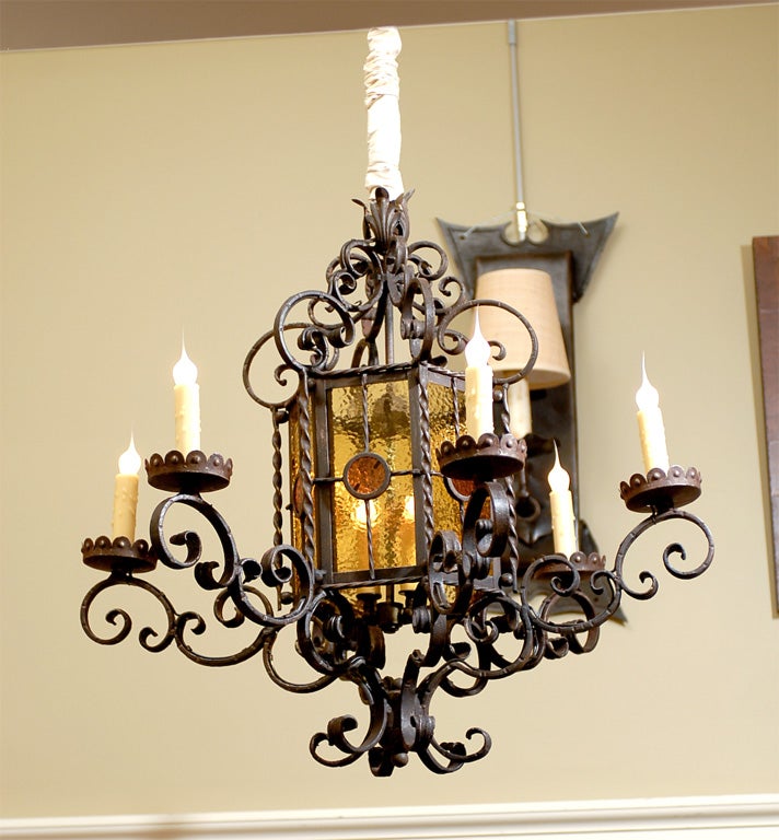 Seven Light Iron Hanging Light Fixture