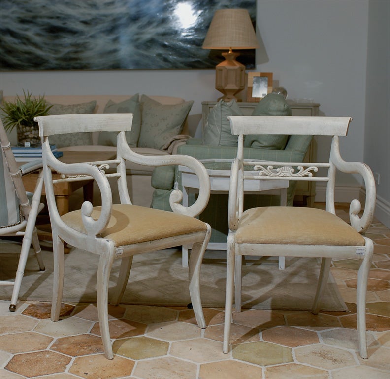 Pair of English Regency Arm Chairs