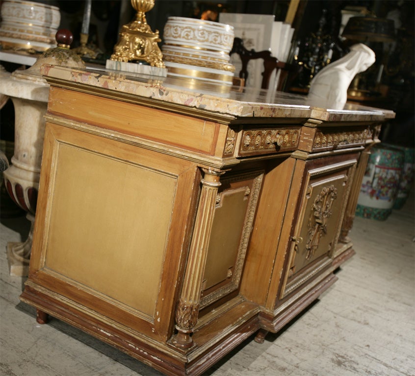 Wood MARBLE TOPPED  SIDE CABINET For Sale