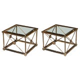 Pair of Maison Jansen Brass End Tables on Fluted Columns