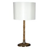 Maison Bagues Bronze Dore Faux Palin Branch Incised Tubular Lamp