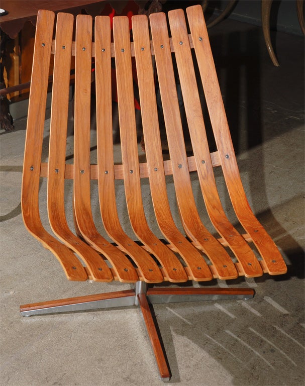 Hans Brattrud pivot lounge chair for Hove; steel made by Ekornes