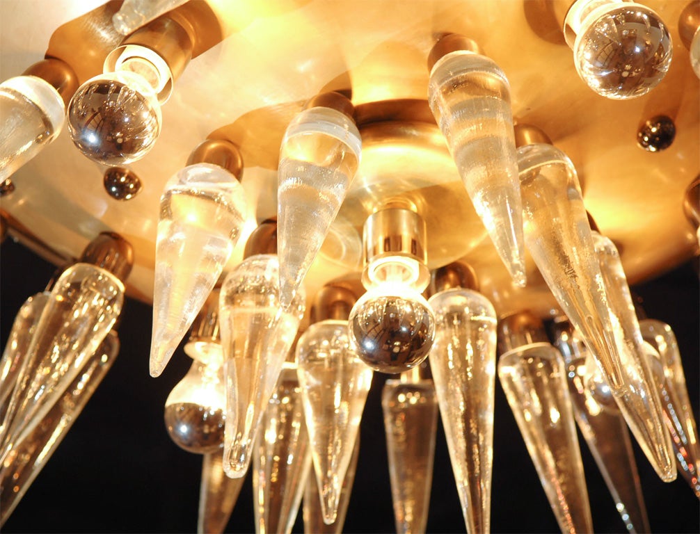 Mid-20th Century Italian “space age” Murano and brass chandelier, circa 1950’s