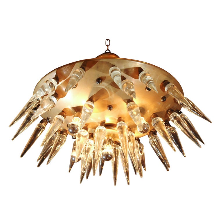 Italian “space age” Murano and brass chandelier, circa 1950’s