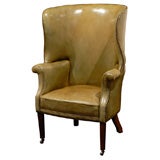 English Leather Barrel Back Chair