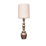 A Tall Turned Wood Table Lamp Applied With Silver Leaf.