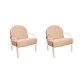 A Pair of Lucite Framed Upholstered Chairs.