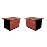 Pair of purple lacquered goatskin side tables by Aldo Tura