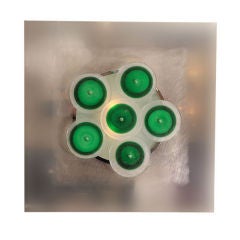 Polished nickel and green glass wall applique by Angelo Brotto